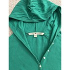 Tommy Hilfiger Thermal Hoodie Womens Xl Green Henley Waffle Knit Long Sleeve Top