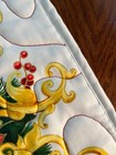 Handcrafted-quilted Table Runner- Christmas-red Poinsettias  25 Gold Scrolls New