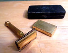 Antique 1920 Gillette Gold Tone Safety Razor   Blade Box In Orig Hinged Case