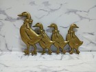 Brass 4 Geese Duck Wall Hook Key Holder Hanger  Made In Taiwan  Farmhouse Vtg