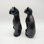 Ceramic Black Cat Figurines Pair Vintage Mid Century Opposite Facing 21cm Height