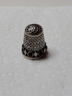 Vintage Ornate Sterling Silver 925 Sewing Thimble With Red Glass Stones