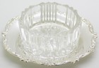 Vintage Italian Handmade Genuine Silver Decorative Salt Cellar With Glass Insert