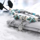 Womens Tibetian Sterling Silver Beach Starfish Turtle Anklet Adjusts8 to10  D216