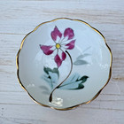 Set Of 3 Vintage Porcelain Butter Pats Gold Gilt  Floral Scallop