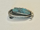 Vtg Old Pawn Native American Navajo Sterling Turquoise Dark Matrix Pendant Sign