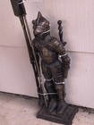 Vintage Knight Fireplace Andiron Tool Set Royal Soldier Cast Iron Medieval