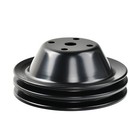 Double Groove Black Steel Long Water Pump   Crankshaft Pulley For Sbc Chevy 350