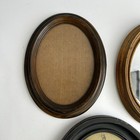 Vintage Lot Of 3 Small Oval Picture Frames   Mirror Brown Black Wall Decor