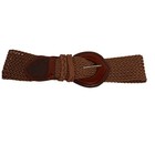 Womens Cognac Brown Woven Elastic Stretch Belt Wide Braided Waist Cinch Size 1