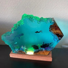 Epoxy Resin Wood Light Desk Decorative Lamp Underwater Diver