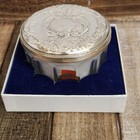 Vintage Wallace Vanity Powder Jar With Sterling Silver Lid  Cut Crystal  Nib  
