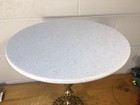 Vintage Pierced Brass Pedestal Plant Table Marble Top Italian Hollywood Regency