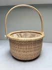 Nantucket Style Light Ship Basket With Linen Lining 10    Diameter