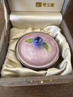 Korean 999 Silver Blue   Purple Enameled Vitreous Cloisonne Trinket Fruit Bowl