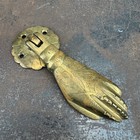 Vtg Hand Brass Door Knocker W  Strike Plate - 6 