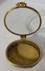 Vintage Ormolu Filigree Ornate Beveled Glass Jewelry Velvet Trinket Box Casket