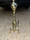 Fireplace Andirons Solid Brass Twist Andirons In Excellent Condition Set Of 2
