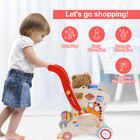 Wooden Baby Push Walker Doll Stroller Adjustable Speed Shopping Cart For Toddler
