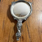 Antique Art Nouveau Silverplate Beveled Hand Mirror  Cupid   Arrow  1904 Derby