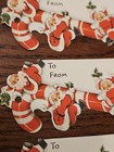 3 Vintage Hallmark Christmas Gift Tags Santa Candy Cane Unused Die Cut Strung