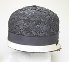 Vtg 50s 60s  Mr  John Classic Pillbox Navy Straw Wmns Derby Easter Hat Ny Paris