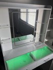 White Modern Vanity Table With Rectangular Mirror  5 Drawers