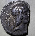 Roman Republican Calpurnius Silver Ar Denarius Broken Crystallized Ancient Coin