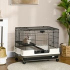 Rolling Small Animal Cage Rabbit Pet Play House W  Platform Ramp Removable Tray