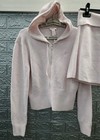 New Victoria s Secret Pink Full Zip Hoodie skirt Set Heather Pink Size Large