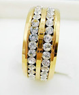 8mm Stainless Steel Wedding Silver gold Band Men Women Couple Cz Ring Size 5-13