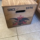 Vintage Budweiser Wooden Crate Box 17 5    W  Bottle Cap Checkers Lid