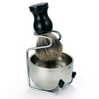 3 In 1 Set For Men  Badger Hair Shave Brush Stainless Stand   Bowl Nib