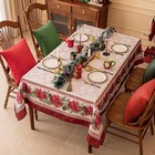 Softalker Christmas Jacquard Rectangle Tablecloth  60 X 84 Inch  Poinsettia 