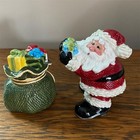2005 Fitz   Floyd Christmas Salt Pepper Shakers Hand Paint Gifts From Santa