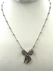 Cookie Lee Crystal Bow Necklace Nwt Silver Tone Genuine Crystal Ribbon Pendant