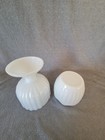 Lot Of 2 Vintage Milk Glass -fenton Rose Bowl   Footed Vanity Jar- Ribbed