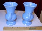 Vintage Pair Of Mid-century Modern Trophy Style Vases Blue 5  Usa