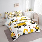 Cartoon Car Comforter Set With Sheets 7 Piece Twin Size Kids Construction Bed   