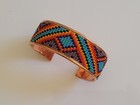 Native American Style Copper Seed Beaded Adjustable Bracelet Cuff Colorful
