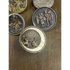 Lot Of 5 Antique Victorian Brass Metal Picture Buttons St George Trumpeter Moon