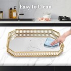 Vintage Gold Mirror Vanity Tray     Large Makeup Organizer With Handles  Ele