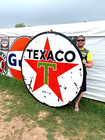 Vintage Porcelain Large Texaco Oil Gas Gasoline Sign 72 By 72 Inches 2 Sided