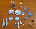 Vintage 1990 s Collectible Barbie Faux Silver Plastic Mini Tea Set