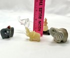 Lot Of 5 Elephants  Plastic Dumbo  Artesania Rinconada  Celluloid  Glass  Stone