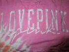 Victoria Secret Pink Tie Dip Dye Logo Pullover Crew Sweat Shirt Bike Short L Set