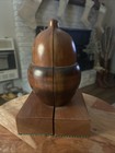 Solid Wood Acorn Shape Bookends Mid Century Vintage 7-1 2   