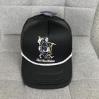 Pabst Blue Ribbon Hat Cap Trucker Snap Back One Size Black Mens Skull Beer Logo