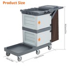 Janitorial Cart With 2 Cabinets 3 Shelves Vinyl Bag And Cover For Commercial