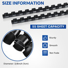 100 Pack 19 Ring Plastic Comb Binding Spines   3 8 Inch Diameter  55 Sheet Ca   